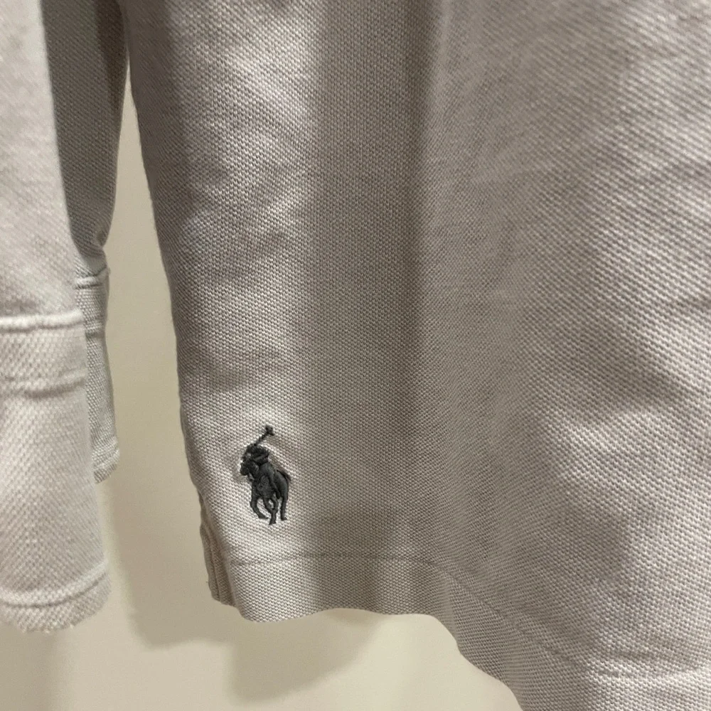 Polo Ralph Lauren Mens Polo Shirt‎ XXL Featherweight Mesh Light Grey Long Sleeve